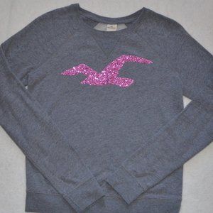 Hollister Womens S Gray Logo Sweater W/ Sheer Back
